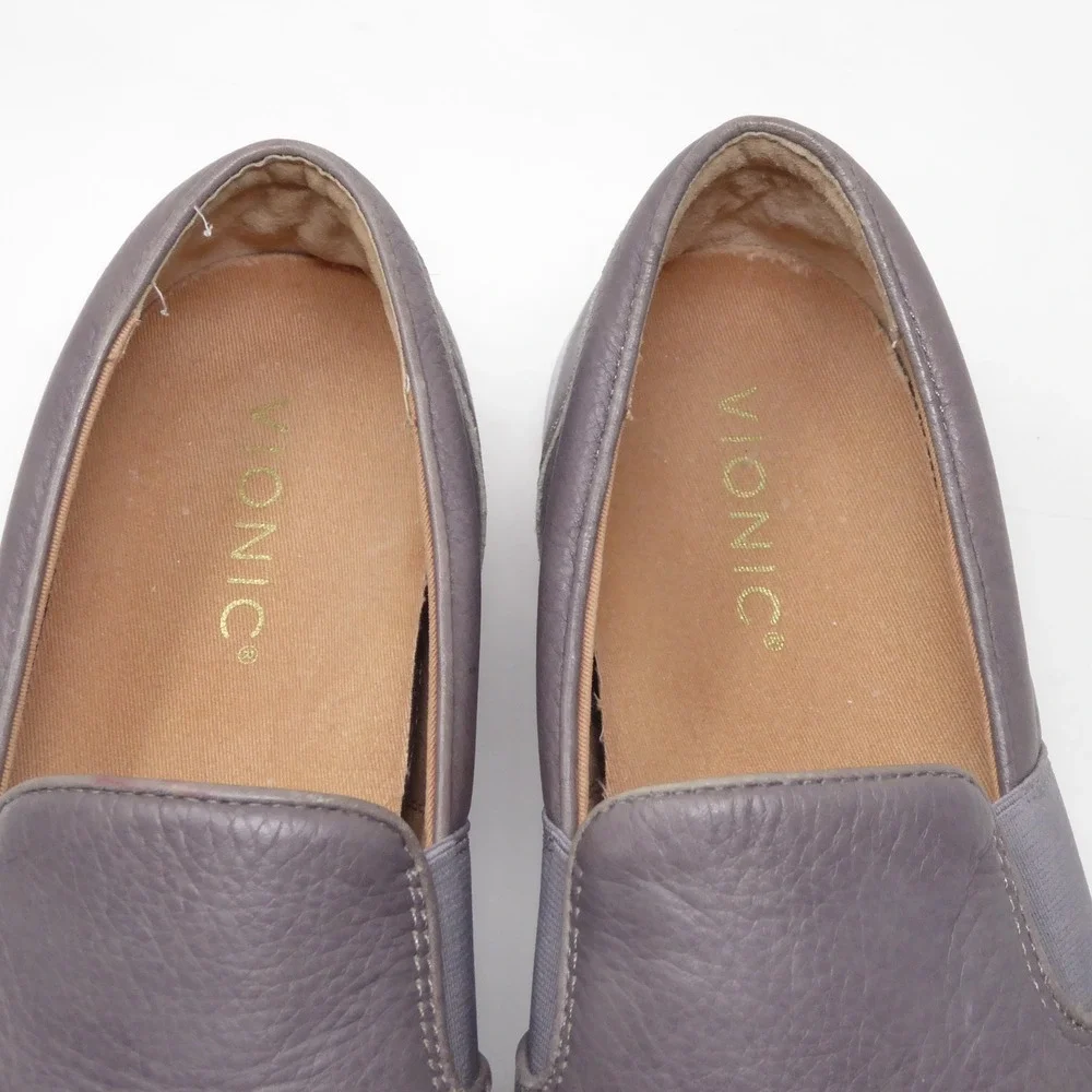 Vionic Women Slip On Sneakers Shoes Gray Leather Demetra Orthotic Size 9 - Picture 7 of 9